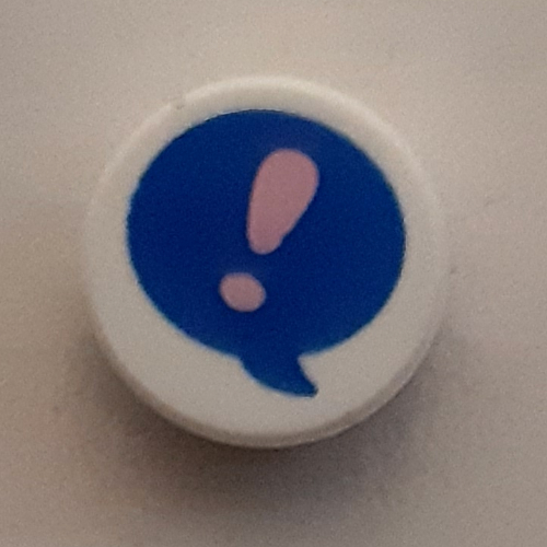 Visuel indicatif Rebrickable de Tuile ronde 1 x 1 avec point d'exclamation rose vif en motif imprimé bulle de discours azur foncé (Tile Round 1 x 1 with Bright Pink Exclamation Mark in Dark Azure Speech Bubble Print)