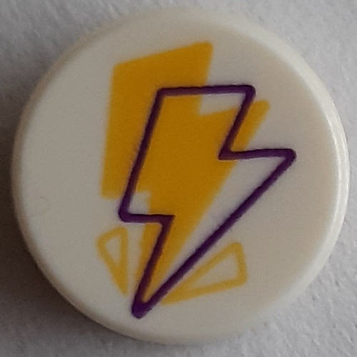 Visuel indicatif Rebrickable de Tuile ronde 1 x 1 avec motif imprimé éclair jaune/magenta (Tile Round 1 x 1 with Yellow/Magenta Lightning Bolt Print)