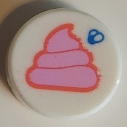Visuel indicatif Rebrickable de Tuile ronde 1 x 1 avec motif imprimé caca-émotion rose vif (Tile Round 1 x 1 with Bright Pink Poop-Emotion Print)