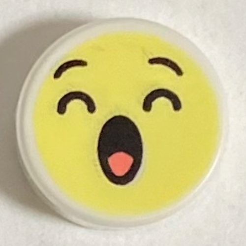Visuel indicatif Rebrickable de Tuile ronde 1 x 1 avec Smiley, yeux fermés, bouche ouverte Chant motif imprimé (Tile Round 1 x 1 with Smiley, Closed Eyes, Open Mouth Singing Print)