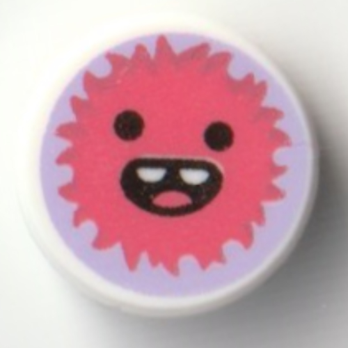 Visuel indicatif Rebrickable de Tuile ronde 1 x 1 avec motif imprimé Créature de corail sur fond de lavande (Tile Round 1 x 1 with Coral Creature on Lavender Background Print)