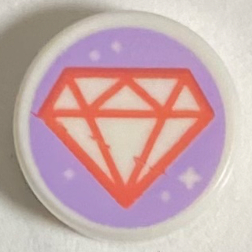 Visuel indicatif Rebrickable de Tuile ronde 1 x 1 avec diamant corail, motif imprimé fond lavande (Tile Round 1 x 1 with Coral Diamond, Lavender Background Print)