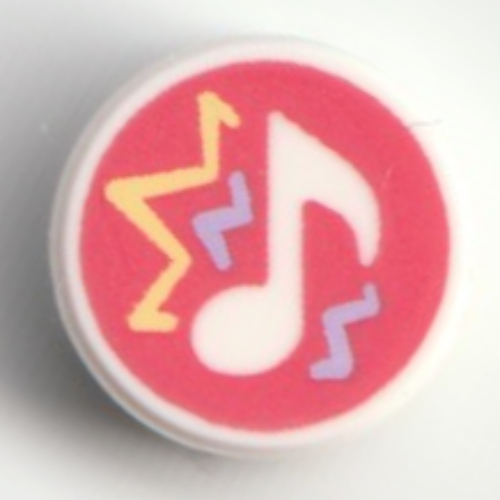 Visuel indicatif Rebrickable de Tuile ronde 1 x 1 avec note de musique sur fond corail motif imprimé (Tile Round 1 x 1 with Music Note on Coral Background Print)