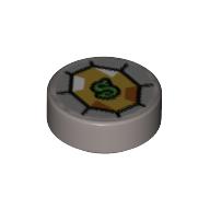 Visuel indicatif Rebrickable de Tuile ronde 1 x 1 avec motif imprimé diamant jaune/bijoux, vert citron 'S' (Tile Round 1 x 1 with Yellow Diamond/Jewel, Lime 'S' Print)