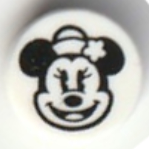 Visuel indicatif Rebrickable de Tuile ronde 1 x 1 avec motif imprimé de souris minnie classique (Tile Round 1 x 1 with Classic Minnie Mouse Print)