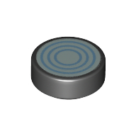 Tuile ronde 1 x 1 avec motif imprimé rond blanc/bleu moyen (Tile Round 1 x 1 with White/Medium Blue Circles Print)
