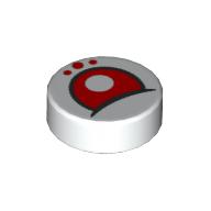 Visuel indicatif Rebrickable de Tuile ronde 1 x 1 avec œil rouge, pois motif imprimé (Tile Round 1 x 1 with Red Eye, Dots Print)