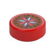 Visuel indicatif Rebrickable de Tuile ronde 1 x 1 avec motif imprimé rose/boussole (Tile Round 1 x 1 with Wind Rose/Compass Print)