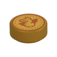 Visuel indicatif Rebrickable de Tuile ronde 1 x 1 avec motif imprimé Dragon d'Or (Tile Round 1 x 1 with Gold Dragon Print)