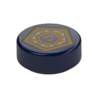Visuel indicatif Rebrickable de Tuile ronde 1 x 1 avec motif imprimé Pentagone or (Tile Round 1 x 1 with Gold Pentagon Print)