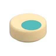 Tuile ronde 1 x 1 avec motif imprimé cercle turquoise foncé (Tile Round 1 x 1 with Dark Turquoise Circle Print)