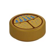 Visuel indicatif Rebrickable de Tuile ronde 1 x 1 avec Scarabée Doré, Motif imprimé Taches Bleues (Tile Round 1 x 1 with Gold Scarab, Blue Spots Print)