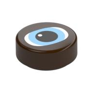 Visuel indicatif Rebrickable de Tuile ronde 1 x 1 avec Yeux Blancs, Iris Bleu Clair Brillant, Motif imprimé pupille Noir (Tile Round 1 x 1 with White Eyes, Bright Light Blue Iris, Black Pupil Print)