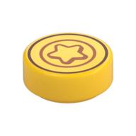 Visuel indicatif Rebrickable de Tuile ronde 1 x 1 avec pièce de monnaie, motif imprimé étoile (Tile Round 1 x 1 with Coin, Star Print)