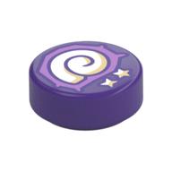 Visuel indicatif Rebrickable de Tuile ronde 1 x 1 avec coquille blanche, motif imprimé étoiles (Tile Round 1 x 1 with White Shell, Stars Print)