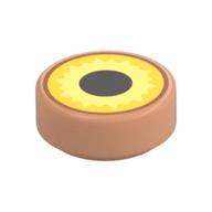 Visuel indicatif Rebrickable de Tuile ronde 1 x 1 avec motif imprimé jaune/jaune clair, noir pupille (Tile Round 1 x 1 with Yellow/Bright Light Yellow, Black Pupil Print)