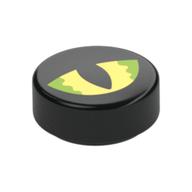 Visuel indicatif Rebrickable de Tuile ronde 1 x 1 avec motif imprimé vert citron/clair jaune, noir pupille (Tile Round 1 x 1 with Lime/Bright Light Yellow, Black Pupil Print)