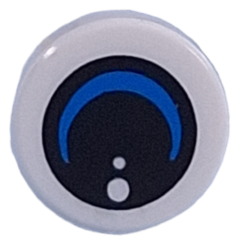 Visuel indicatif Rebrickable de Tuile ronde 1 x 1 avec œil, Bleu pupille / Objectif appareil photo motif imprimé (Tile Round 1 x 1 with Eye, Blue Pupil / Camera Lens Print)