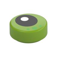 Visuel indicatif Rebrickable de Tuile ronde 1 x 1 avec pupille noire, motif imprimé points verts (Tile Round 1 x 1 with Black Pupil, Green Dots Print)