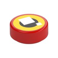 Visuel indicatif Rebrickable de Tuile ronde 1 x 1 avec œil de briqueheadz, carrés blancs, cercle noir, fond jaune imprimé (Tile Round 1 x 1 with Brickheadz Eye, White Squares, Black Circle, Yellow Background Print)