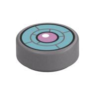 Visuel indicatif Rebrickable de Tuile ronde 1 x 1 avec turbine bleu clair vif, motif imprimé centre lavande (Tile Round 1 x 1 with Bright Light Blue Turbine, Lavender Center Print)