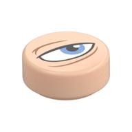 Visuel indicatif Rebrickable de Tuile ronde 1 x 1 avec œil louche, pupille azur moyen, motif imprimé à droite (Tile Round 1 x 1 with Squinting Eye, Medium Azure Pupil, Right Print)