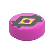 Visuel indicatif Rebrickable de Tuile ronde 1 x 1 avec Yeux Jaunes, Elève Pourpre Foncé, Motif Imprimé Lunette Vert Foncé (Tile Round 1 x 1 with Yellow Eye, Dark Purple Pupil, Dark Green Eyelid Print)