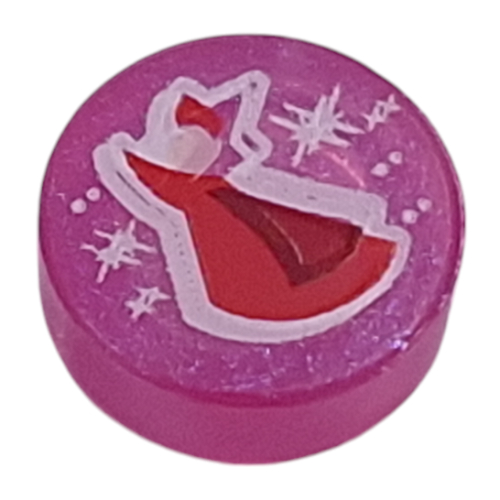 Visuel indicatif Rebrickable de Tuile ronde 1 x 1 avec motif imprimé Fée Marraine Rouge (Tile Round 1 x 1 with Red Fairy Godmother Print)