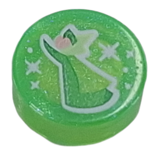 Visuel indicatif Rebrickable de Tuile ronde 1 x 1 avec motif imprimé fée verte (Tile Round 1 x 1 with Green Fairy Godmother Print)