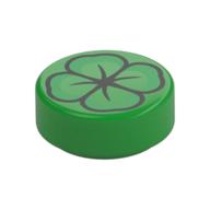Visuel indicatif Rebrickable de Tuile ronde 1 x 1 avec motif imprimé trèfle à quatre feuilles (Tile Round 1 x 1 with Four Leaf Clover Print)