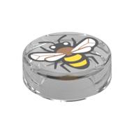 Visuel indicatif Rebrickable de Tuile ronde 1 x 1 avec motif imprimé Bee (Tile Round 1 x 1 with Bee Print)