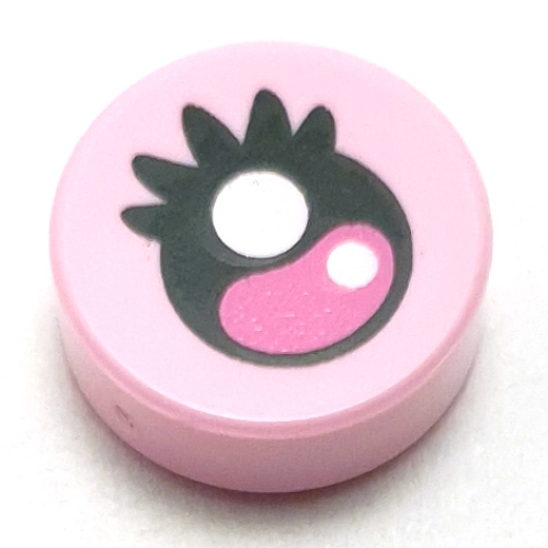 Visuel indicatif Rebrickable de Tuile ronde 1 x 1 avec œil, iris rose foncé, cils noirs motif imprimé (Tile Round 1 x 1 with Eye, Dark Pink Iris, Black Lashes Print)