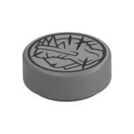 Visuel indicatif Rebrickable de Tuile ronde 1 x 1 avec pièce rayée, motif imprimé Têtes (Tile Round 1 x 1 with Scratched Coin, Heads Print)
