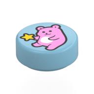 Visuel indicatif Rebrickable de Tuile ronde 1 x 1 avec Ours Rose, Motif imprimé étoile (Tile Round 1 x 1 with Pink Bear, Star Print)