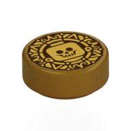 Visuel indicatif Rebrickable de Tuile ronde 1 x 1 avec doublon rouge foncé, tête minifigurine motif imprimé (Tile Round 1 x 1 with Dark Red Doubloon, Minifig Head Print)