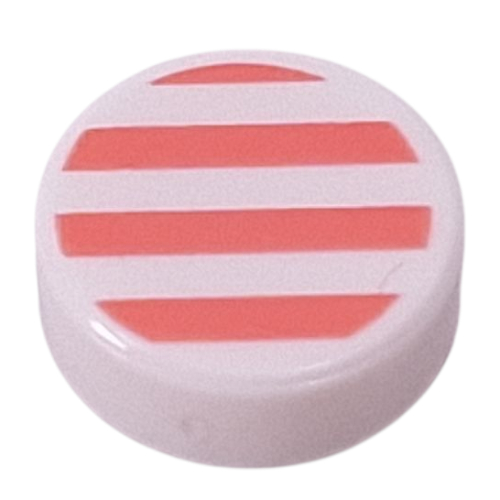 Visuel indicatif Rebrickable de Tuile ronde 1 x 1 avec motif imprimé rayures corail (Tile Round 1 x 1 with Coral Stripes Print)