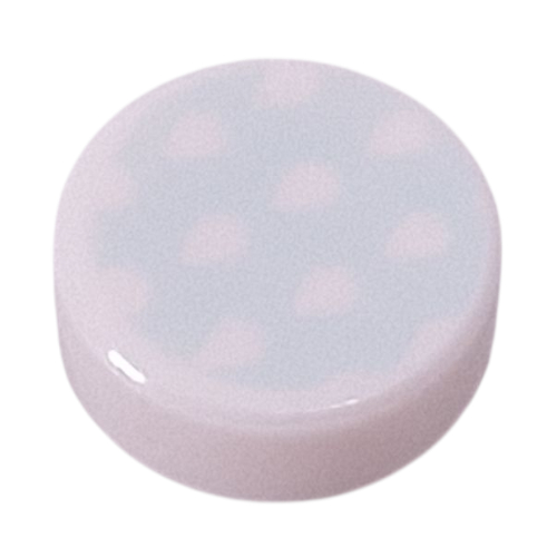Visuel indicatif Rebrickable de Tuile ronde 1 x 1 avec des points blancs sur fond bleu clair motif imprimé (Tile Round 1 x 1 with White Dots on Light Aqua Background Print)