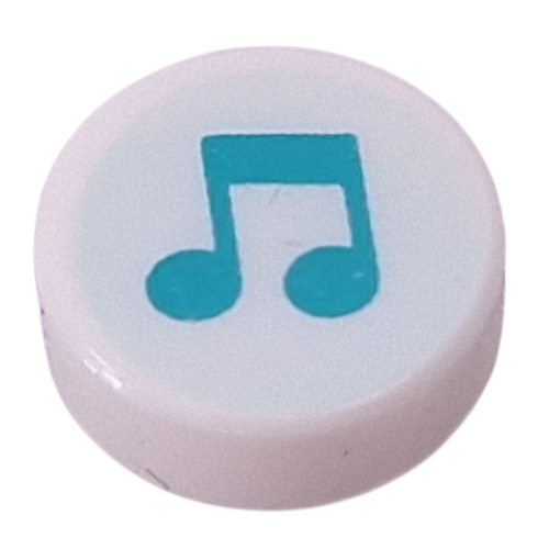 Visuel indicatif Rebrickable de Tuile ronde 1 x 1 avec note de musique turquoise foncé sur fond bleu clair motif imprimé (Tile Round 1 x 1 with Dark Turquoise Music Note on Light Aqua Background Print)