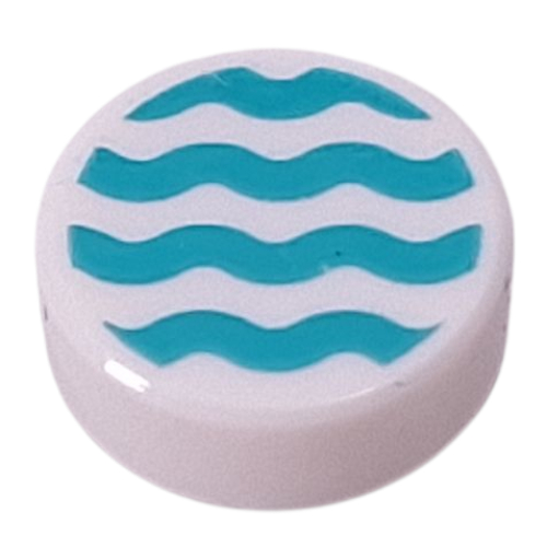 Visuel indicatif Rebrickable de Tuile ronde 1 x 1 avec motif imprimé ligne turquoise foncé (Tile Round 1 x 1 with Dark Turquoise Squiggly Line Print)
