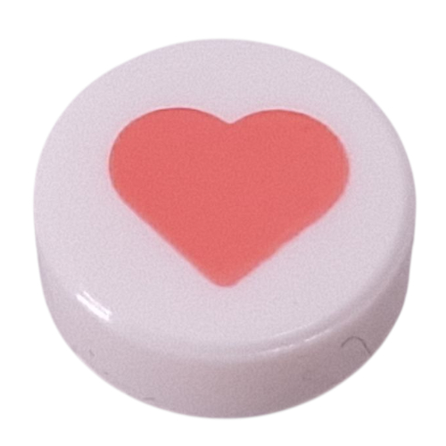 Visuel indicatif Rebrickable de Tuile ronde 1 x 1 avec motif imprimé cœur de corail (Tile Round 1 x 1 with Coral Heart Print)