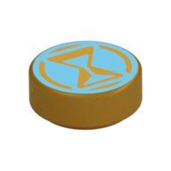 Tuile ronde 1 x 1 avec sablier moyen imprimé (Tile Round 1 x 1 with Medium Azure Hourglass Print)
