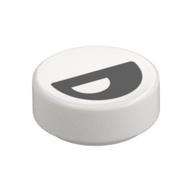 Visuel indicatif Rebrickable de Tuile ronde 1 x 1 avec œil noir avec pupille centrale partiellement fermée imprimé (Tile Round 1 x 1 with Black Eye with Central Pupil Partially Closed Print)