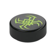 Visuel indicatif Rebrickable de Tuile ronde 1 x 1 avec motif imprimé vert citron araignée (Tile Round 1 x 1 with Lime Spider Print)