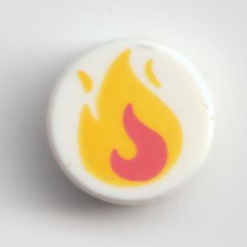 Visuel indicatif Rebrickable de Tuile ronde 1 x 1 avec motif imprimé Jaune/Flamme Rose (Tile Round 1 x 1 with Yellow/Pink Flame Print)
