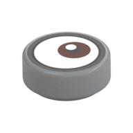 Tuile ronde 1 x 1 avec œil brun rougeâtre à gauche (point blanc sur le dessus) motif imprimé (Tile Round 1 x 1 with Reddish Brown Eye Looking Left (White Dot on Top) Print)