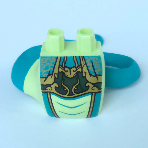Bas du corps avec la queue Turquoise foncé avec robe, chemise vert foncé, or Décorations motif imprimé (Lower Body with Tail Dark Turquoise with Robe, Dark Green Shirt, Gold Decorations Print)