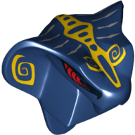 Tête de minifigurine Spécial, serpent avec des crocs, yeux rouges et écailles jaunes motif imprimé (Minifig Head Special, Snake with Fangs, Red Eyes and Yellow Scales Print)