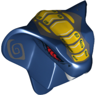 Tête de minifigurine Spécial, serpent avec des crocs, yeux rouges et jaune et gris foncé échelles imprimées motif (Slithraa) (Minifig Head Special, Snake with Fangs, Red Eyes and Yellow and Dark Bluish Gray Scales Print (Slithraa))