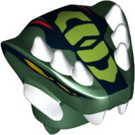 Tête de minifigurine spéciale, serpent avec des cornes et des écailles de vert citron, avec des yeux jaunes motif imprimé (acidicus) (Minifig Head Special, Snake with Horns and Scales Lime, with Yellow Eyes Print (Acidicus))