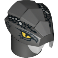 Tête de minifigurine Spécial, Serpent avec échelles Motif argenté (Minifig Head Special, Snake with Scales Silver Print)